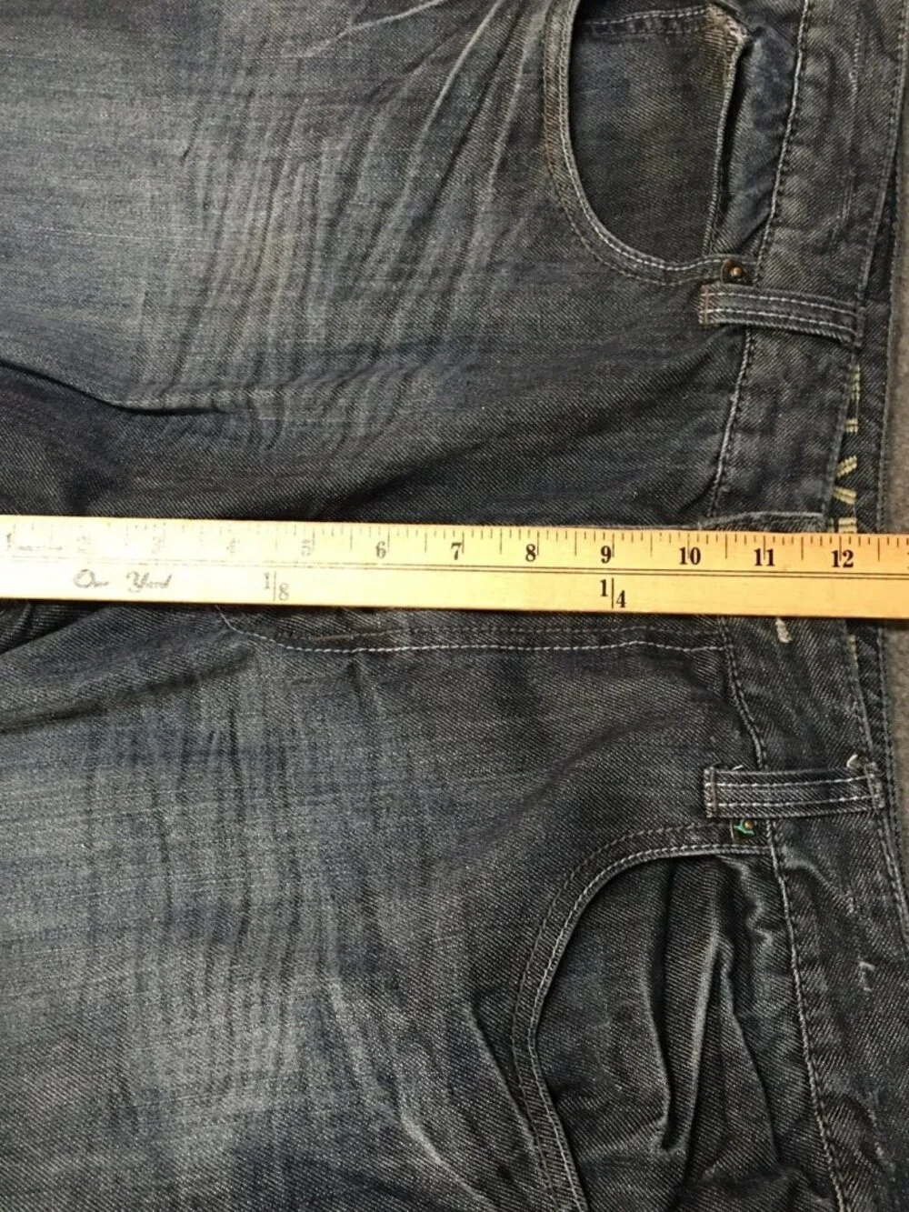 Flypaper Men 36x32 Jeans Blue Dark Wash Embroidered Bootcut Denim 100% Cotton